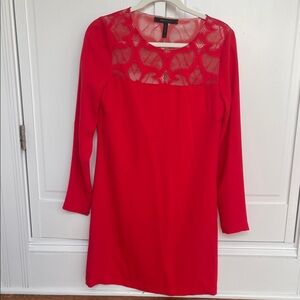 BCBGMaxAzria Red Lace Cowl back Dress